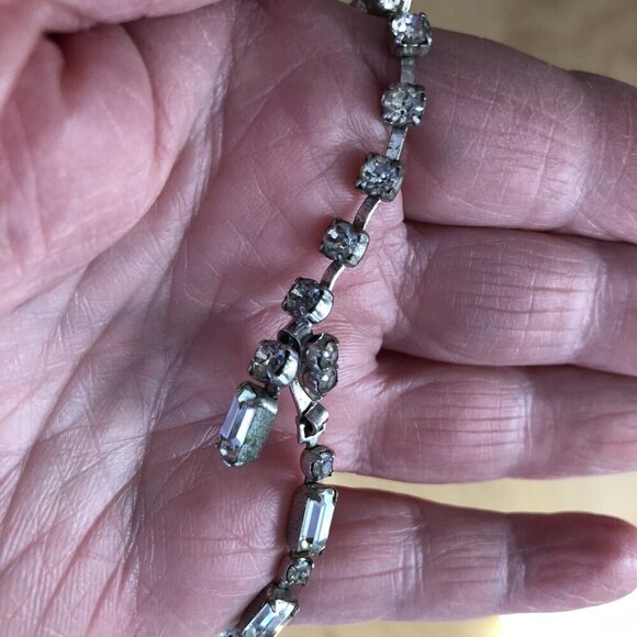 Vintage Weiss Signed Baguette Radiant Crystal Rhinestone Chain Necklace - Picture 8 of 10